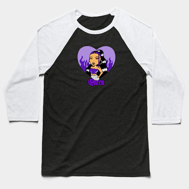 Queen Doll girl Purple-Out heart v1.1 Baseball T-Shirt by Just In Tee Shirts